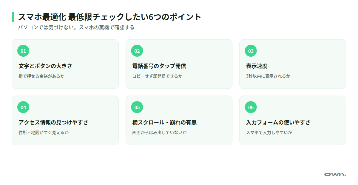 スマホ最適化 最低限チェックしたい6つのポイント